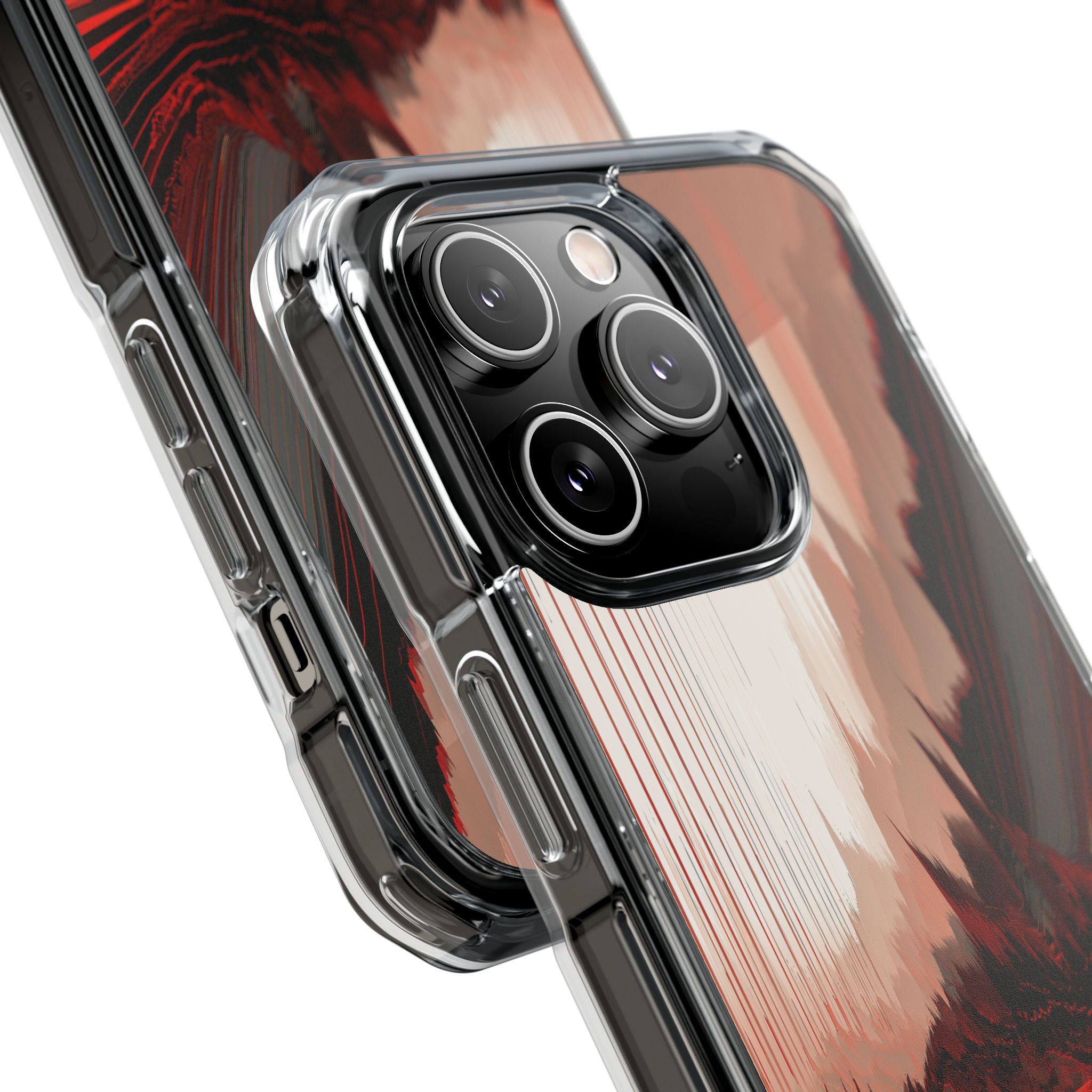 Red Impact MagSafe Phone Case for iPhone - Crimson Pulse Horizon