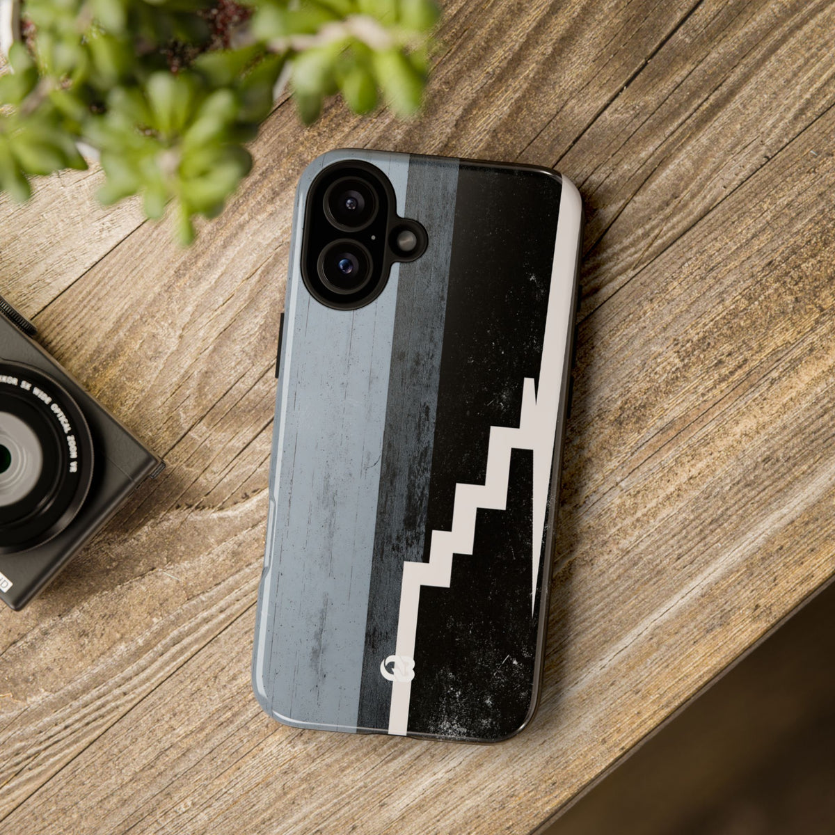Grey Tough Phone Case for iPhone - Industrial Concrete Void