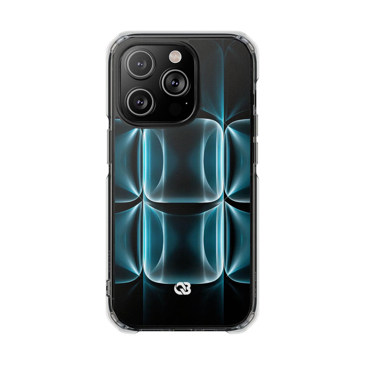 Translucent Cyber Grid · Clear Impact Magnetic Phone Case for iPhone · Teal