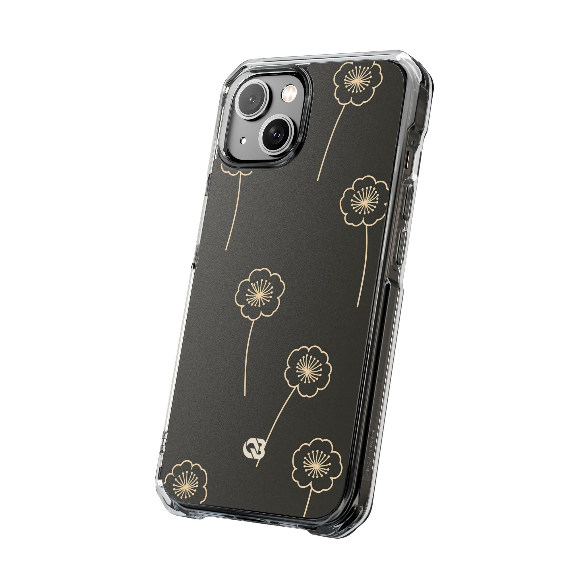 Black Impact MagSafe Phone Case for iPhone - Obsidian Sand Petals