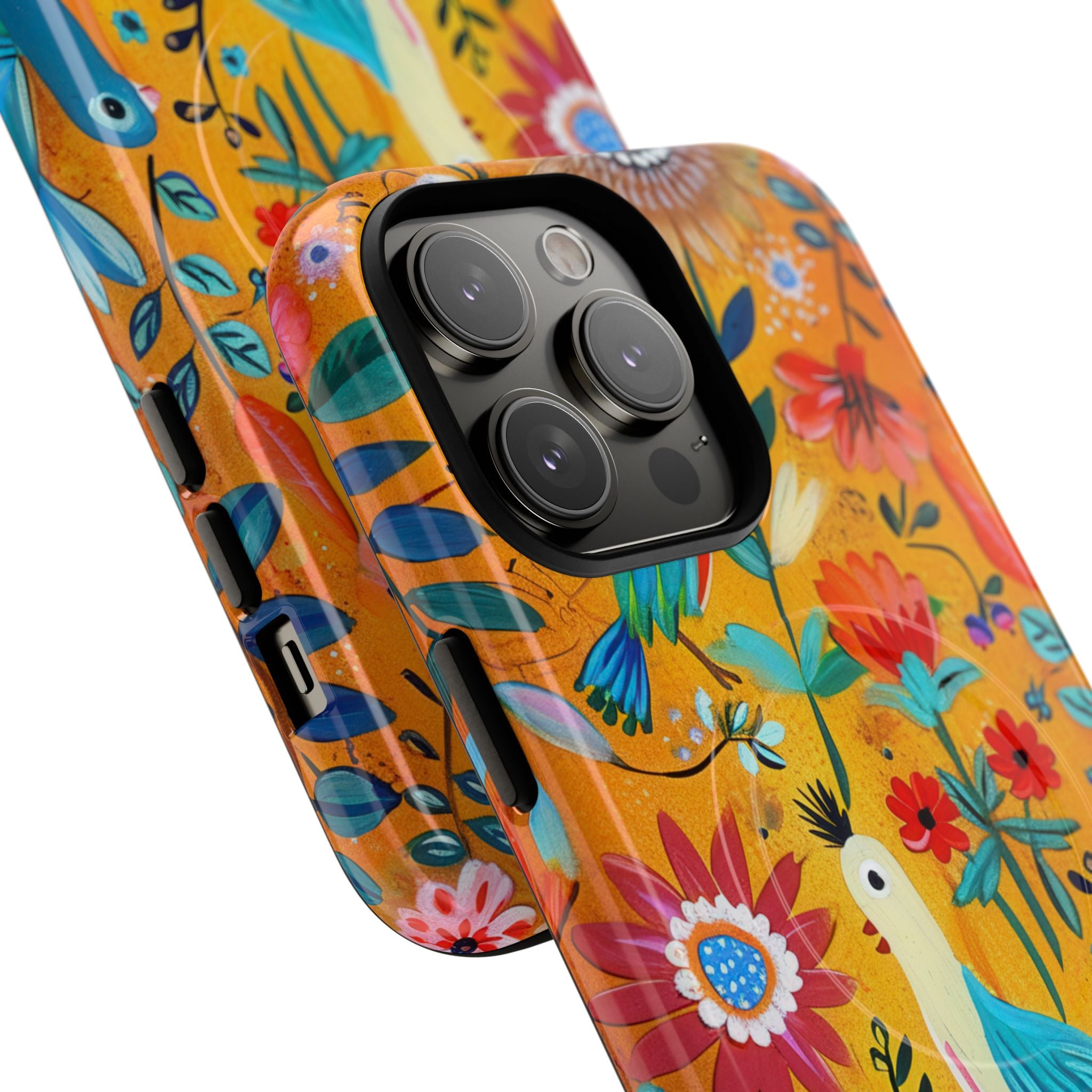 Bunte Vögel Blühen iPhone 14 Pro Max Case - Tough+