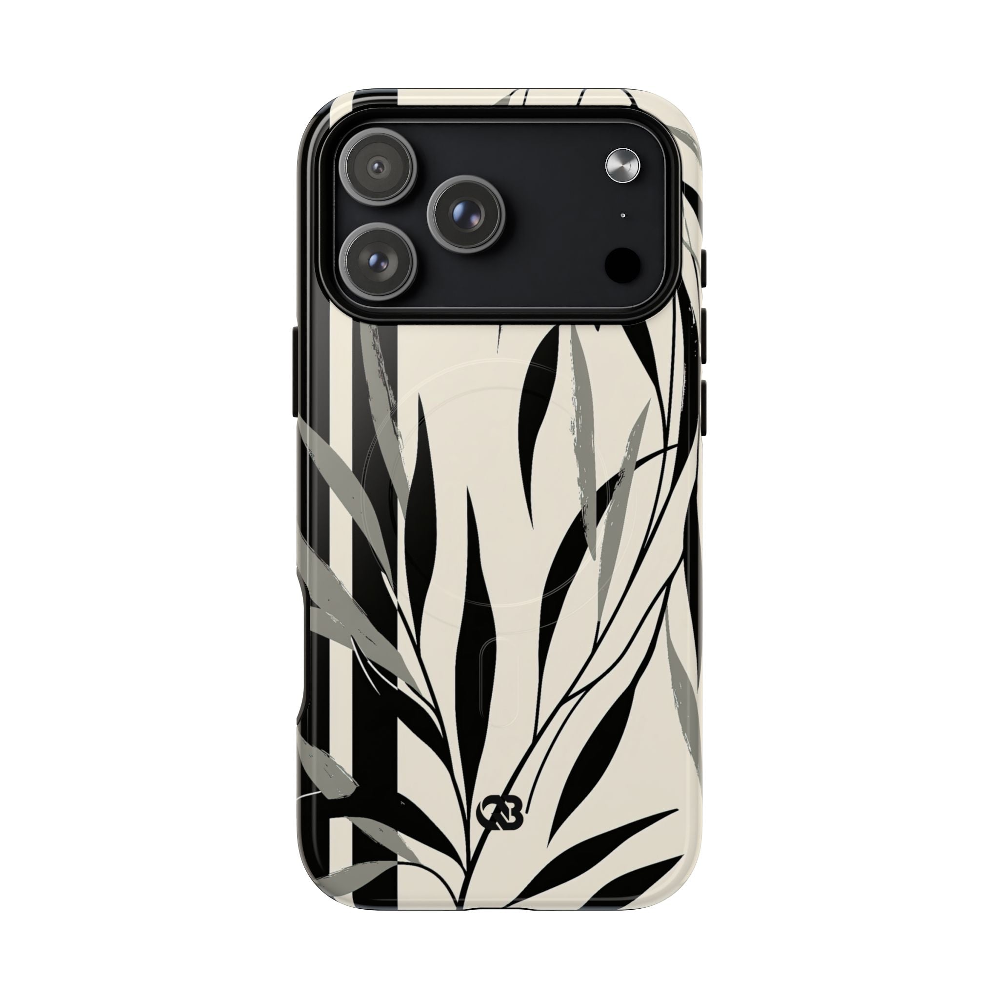 Beige Tough 2.0 Magsafe Phone Case for iPhone - Soot Leaf Sketch