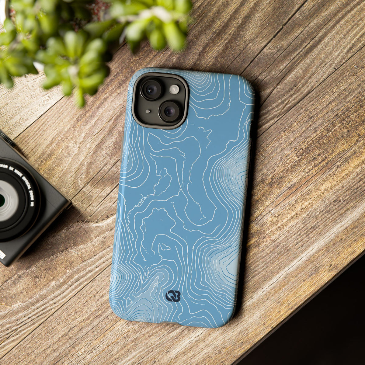 Blue Tough Phone Case for iPhone - Glacial Ridge Topo