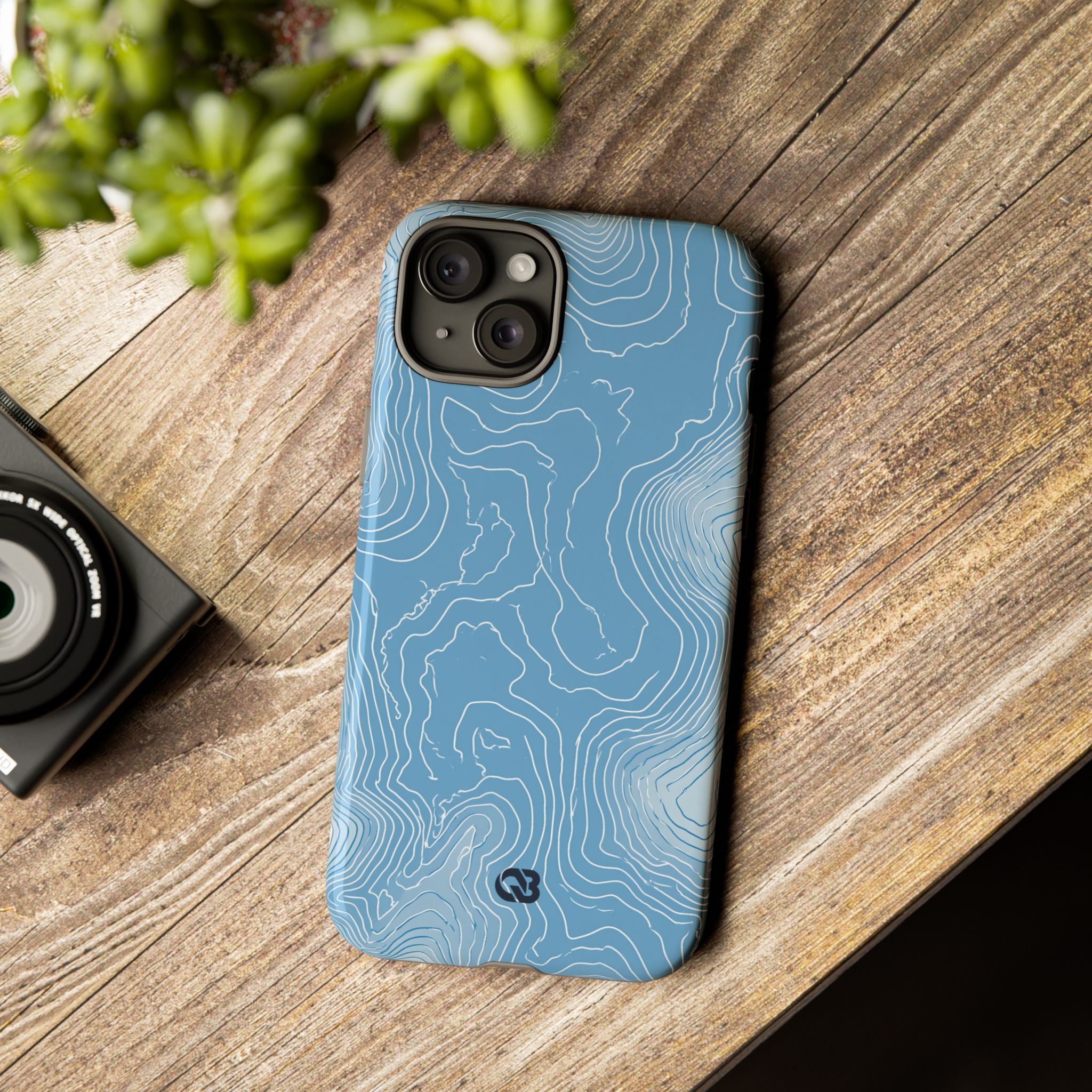 Blue Tough Phone Case for iPhone - Glacial Ridge Topo