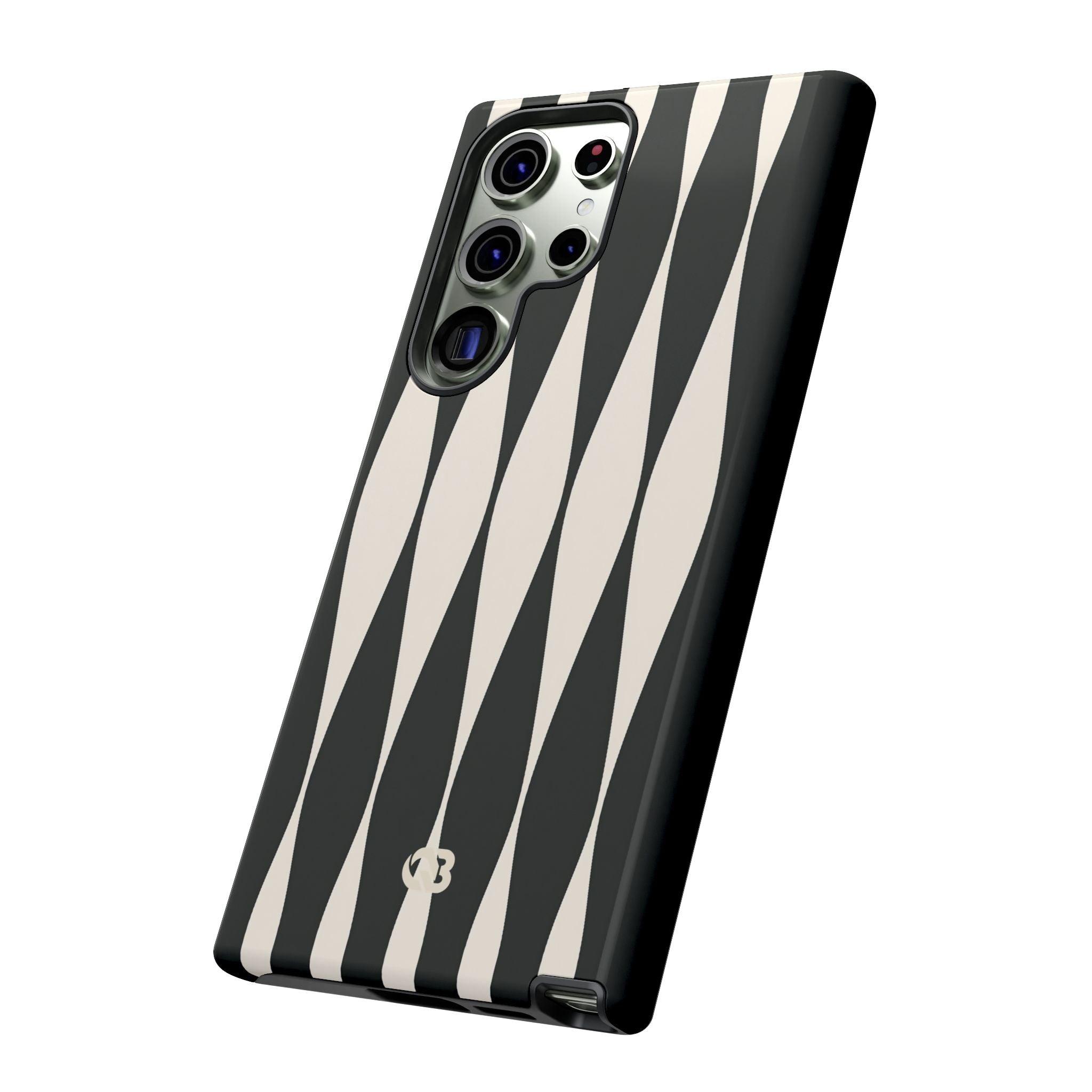 Black Tough Phone Case for Samsung - Ivory Spindle Grid