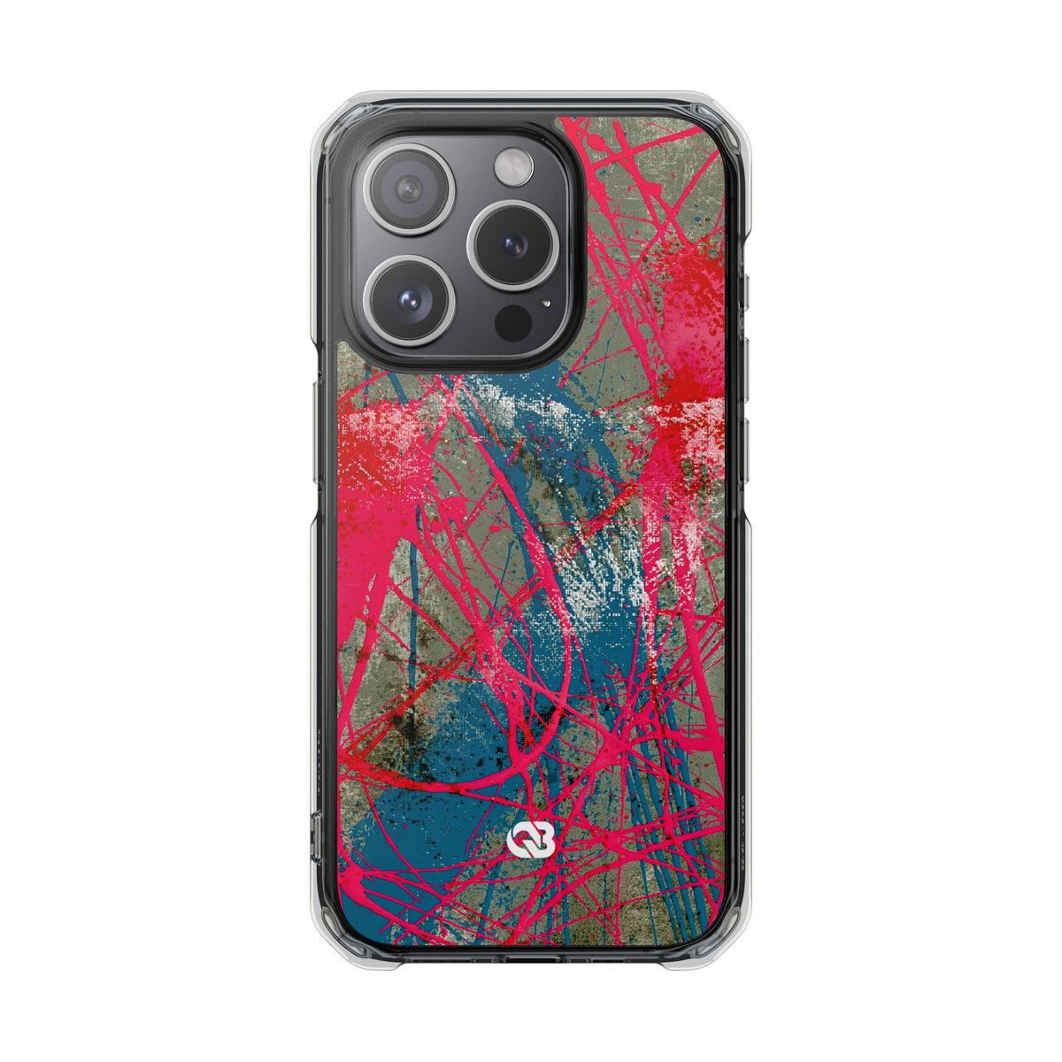 Neon Static Drip · Clear Impact Magnetic Phone Case for iPhone · Pink