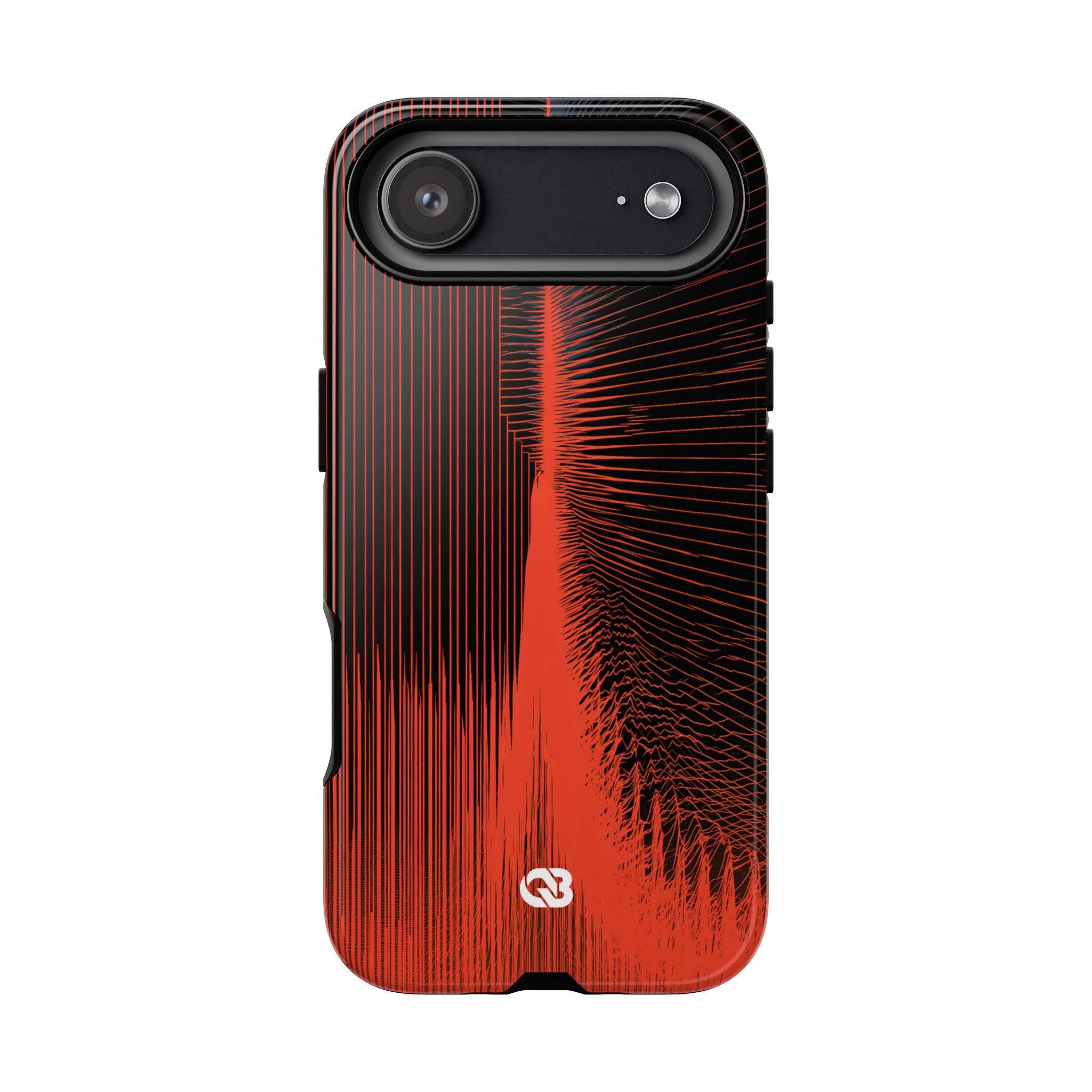 Red Tough Phone Case for iPhone - Crimson Frequency Pulse