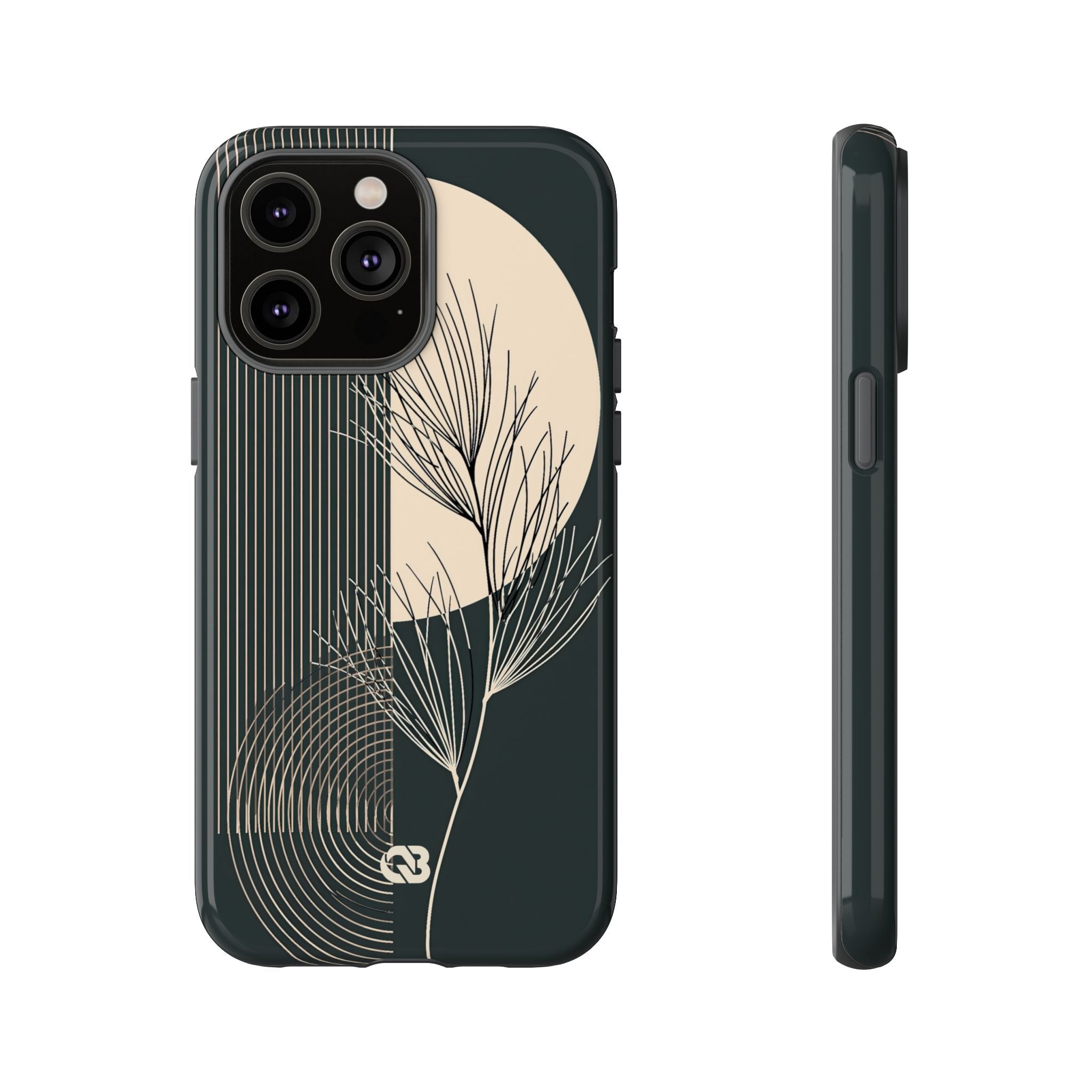 Black Tough Phone Case for iPhone - Obsidian Sand Willow