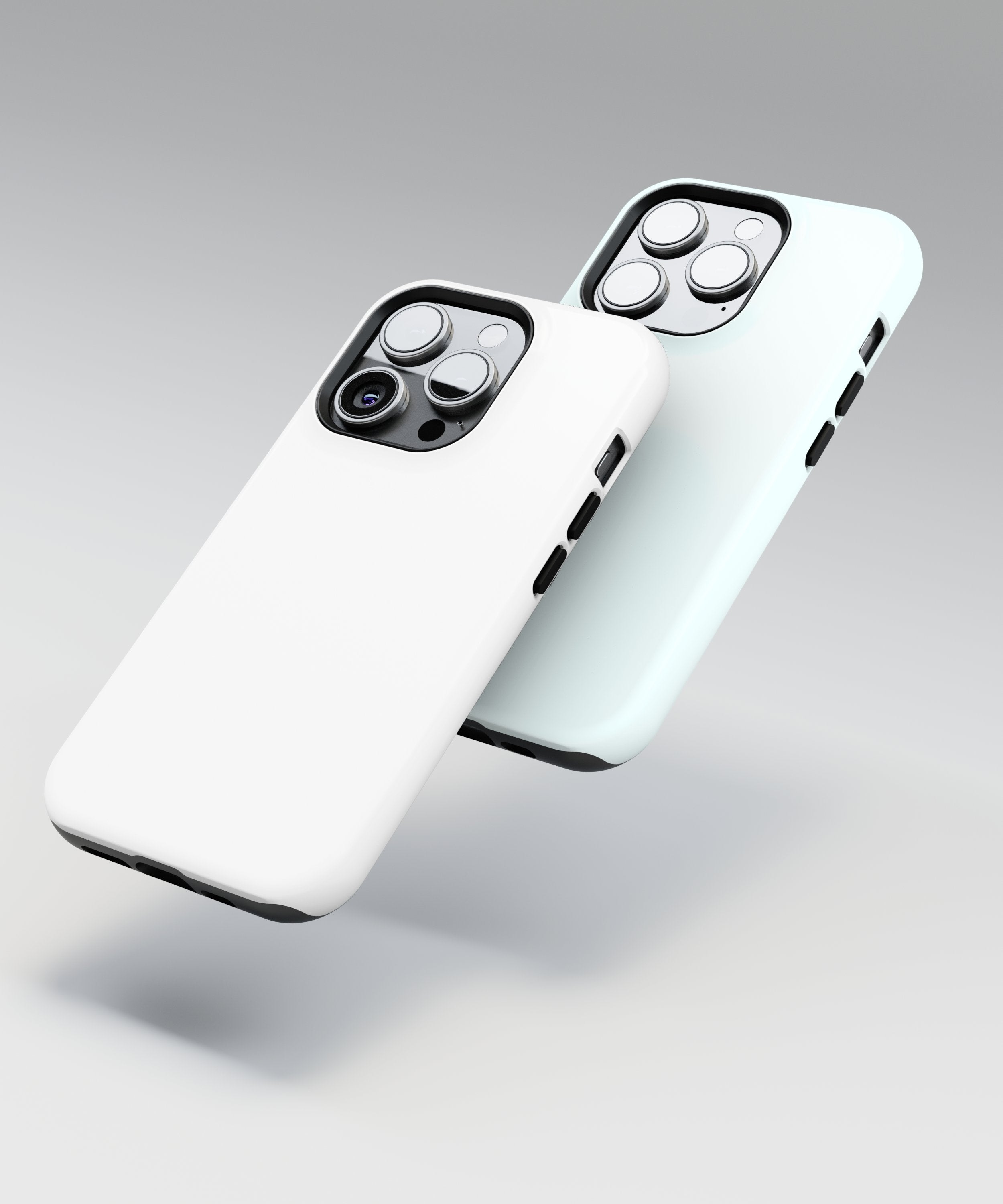 White phone case featuring a smooth, solid color design with no patterns, displayed on a neutral background.