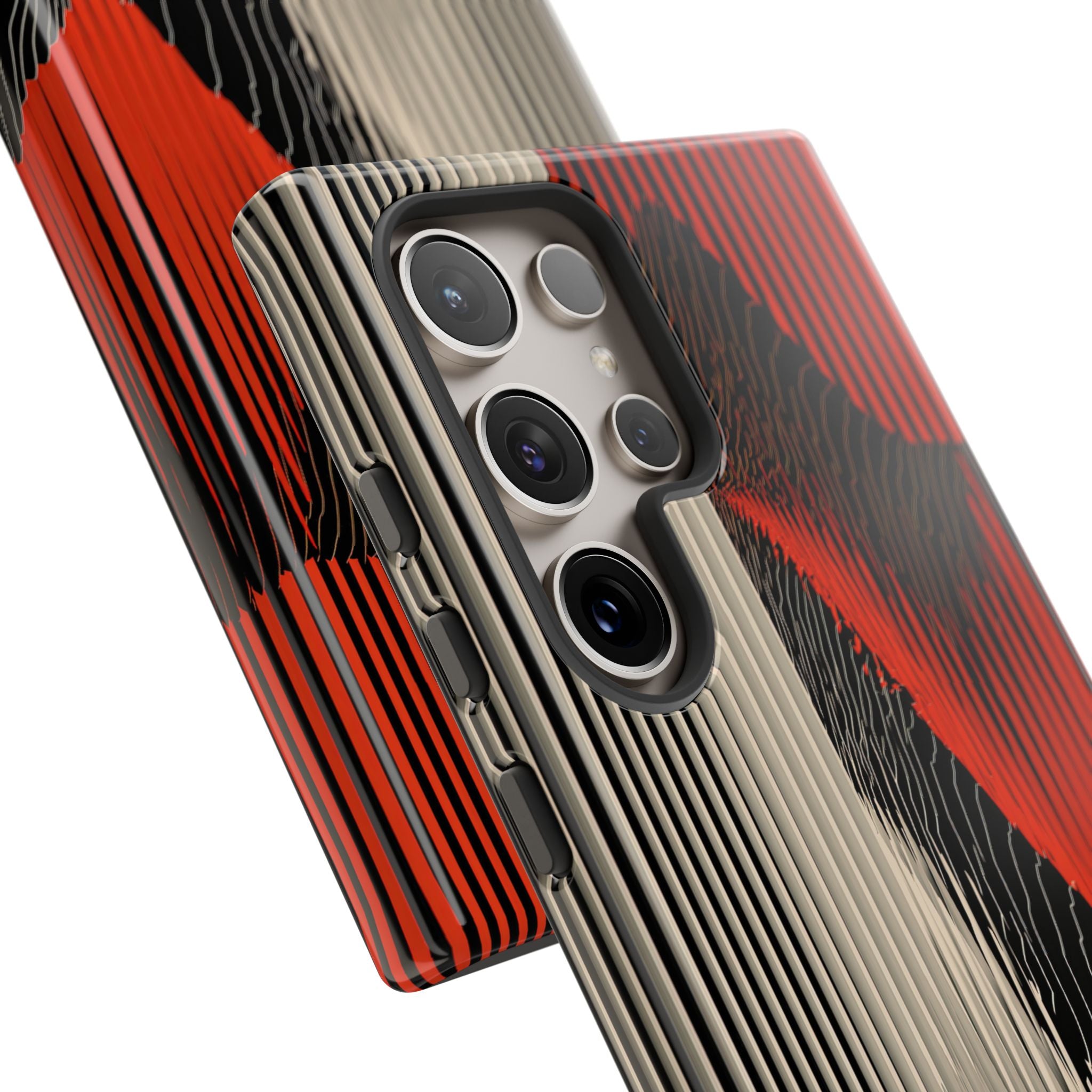 Red Tough Phone Case for Samsung - Crimson Pulse Topo