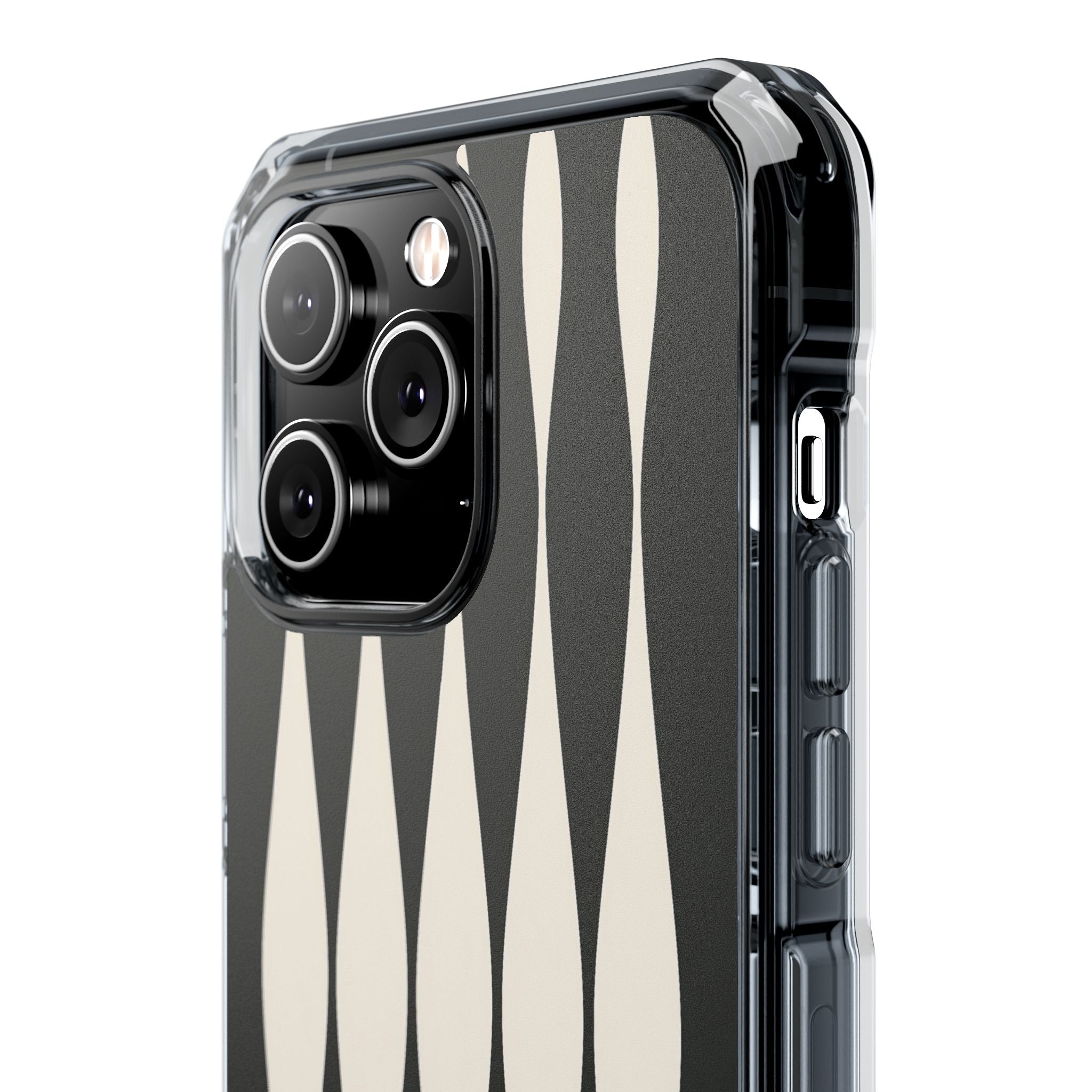 Black Impact MagSafe Phone Case for iPhone - Ivory Spindle Grid