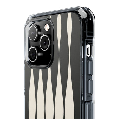 Black Impact MagSafe Phone Case for iPhone - Ivory Spindle Grid