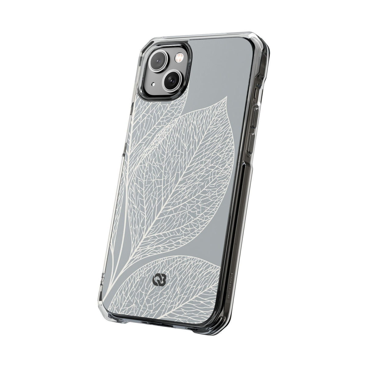 Minimal Leaf Skeleton · Clear Impact Magnetic Phone Case for iPhone ·  Grey