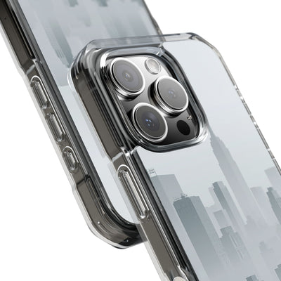 Grey Impact MagSafe Phone Case for iPhone - Steel Mist Skyline