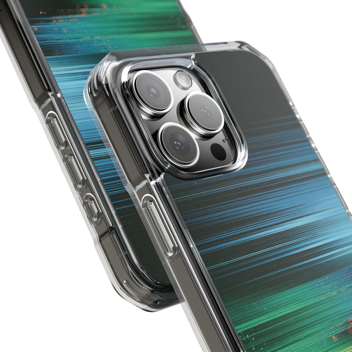 Digital Shoreline Drift · Clear Impact Magnetic Phone Case for iPhone ·  Teal