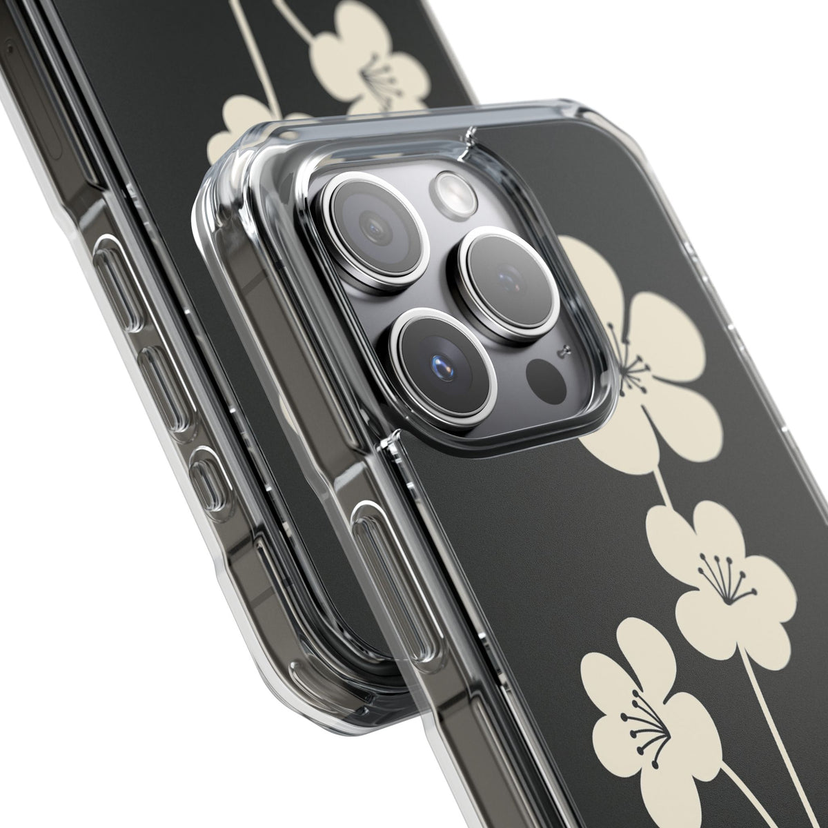 Nordic Blossom · Clear Impact Magnetic Phone Case for iPhone ·  Black