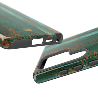 Teal Tough Phone Case for Samsung - Verdigris Copper Siding