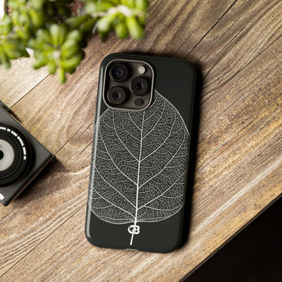 Black Tough Phone Case for iPhone - Bleached Leaf Lattice
