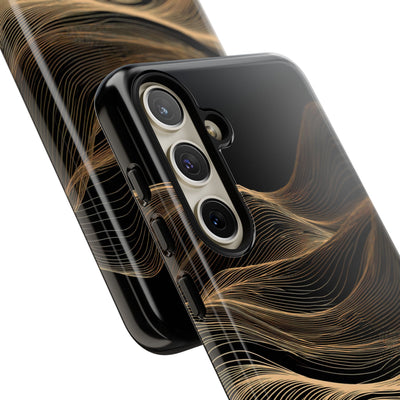 Black Tough Phone Case for Samsung - Copper Topo Ridge