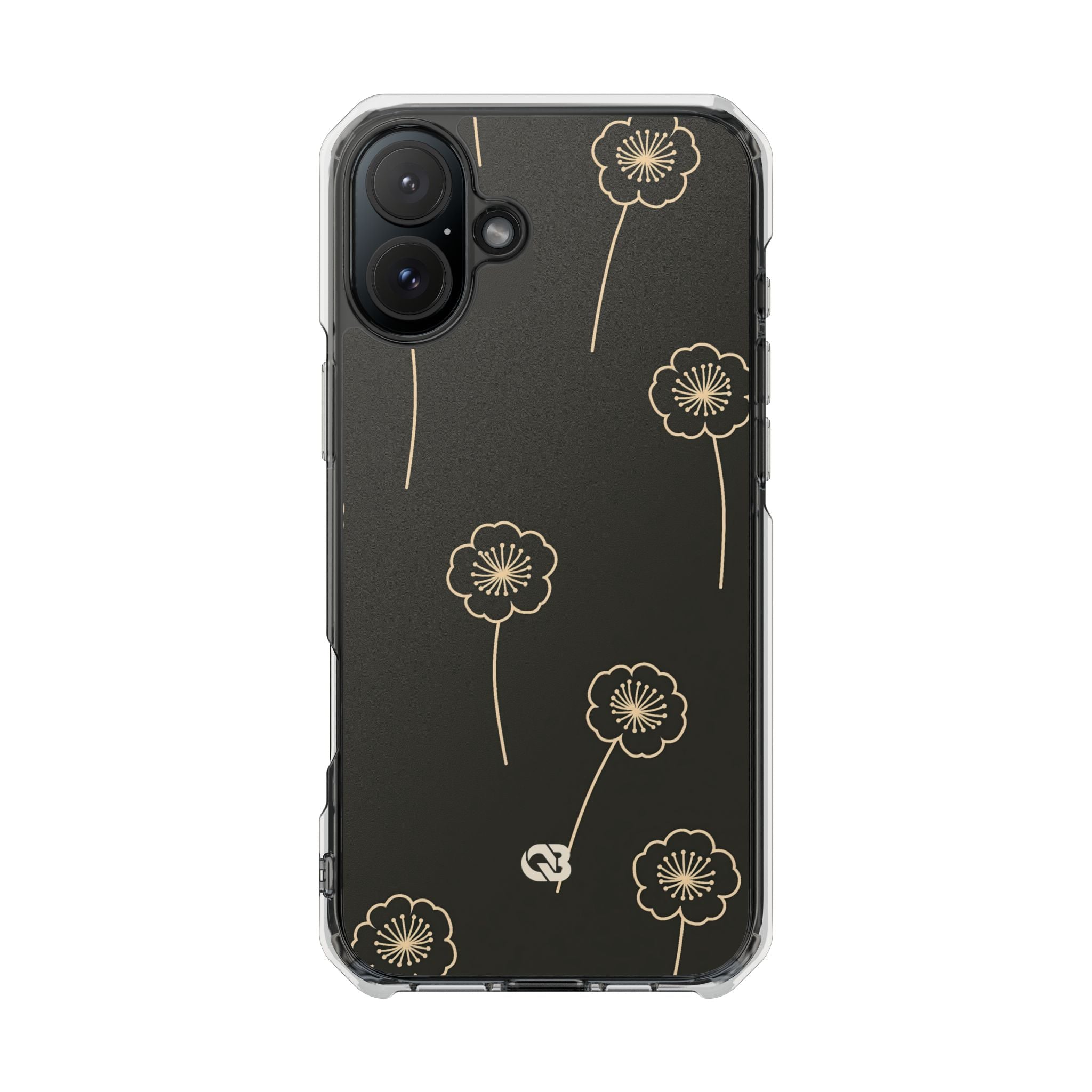 Black Impact MagSafe Phone Case for iPhone - Obsidian Sand Petals