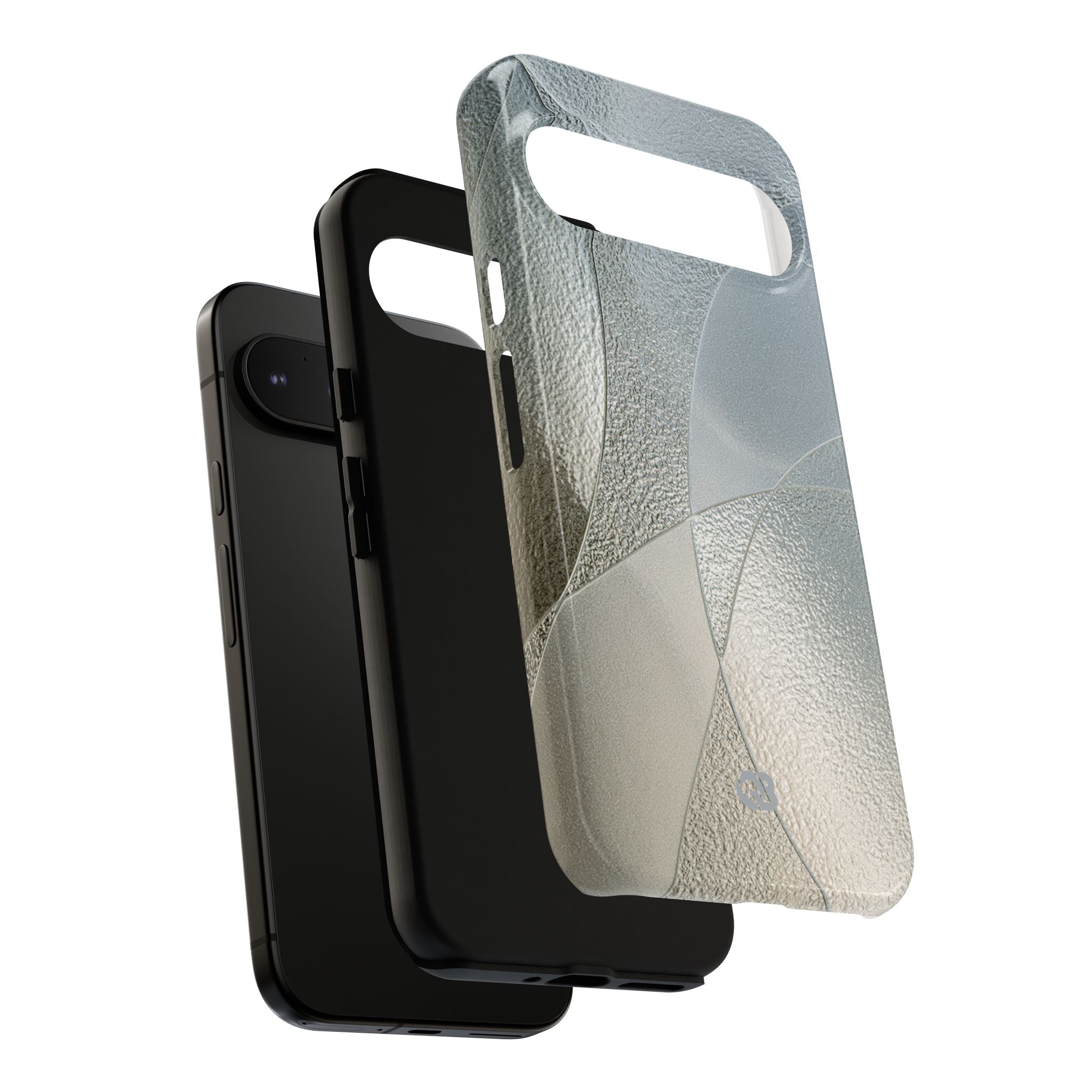 Silver Tough Phone Case for Google Pixel -Frosted Silver Mosaic