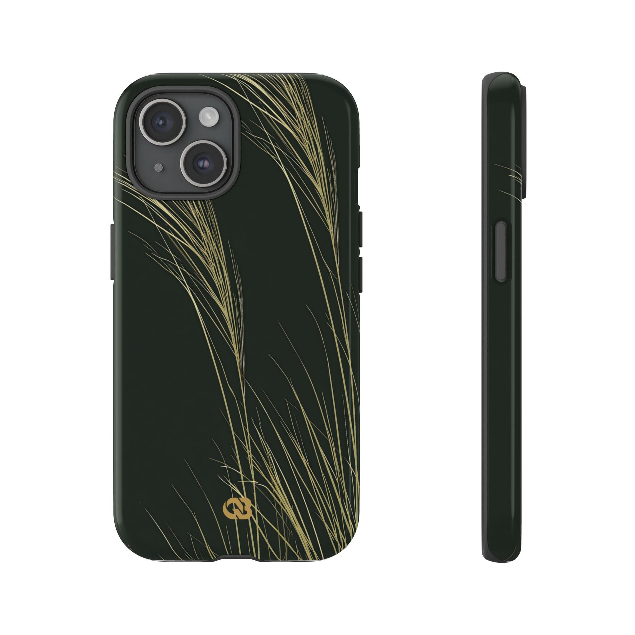 Green Tough Phone Case for iPhone - Midnight Gilded Grass