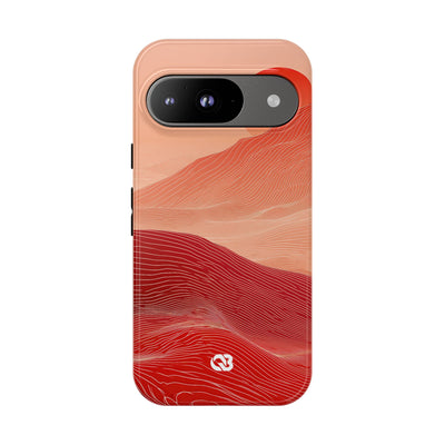 Red Tough Phone Case for Google Pixel - Crimson Ridge Lines
