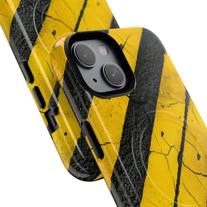 Yellow Stripe Distress iPhone 14 Case - Tough+