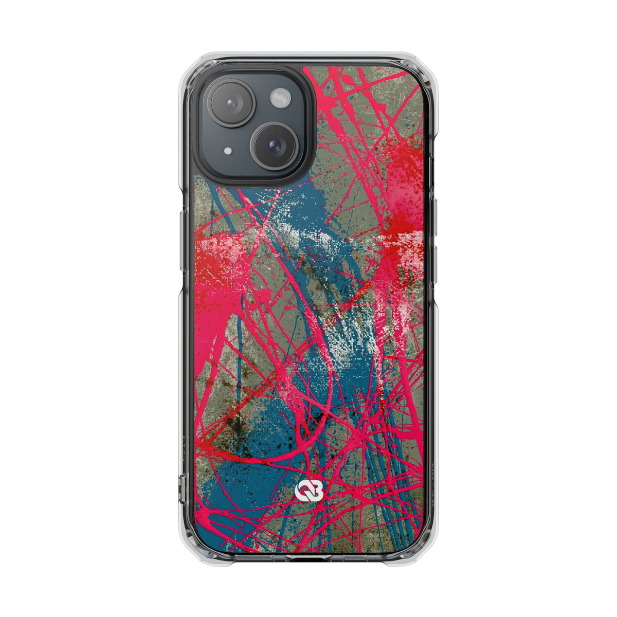 Neon Static Drip · Clear Impact Magnetic Phone Case for iPhone · Pink