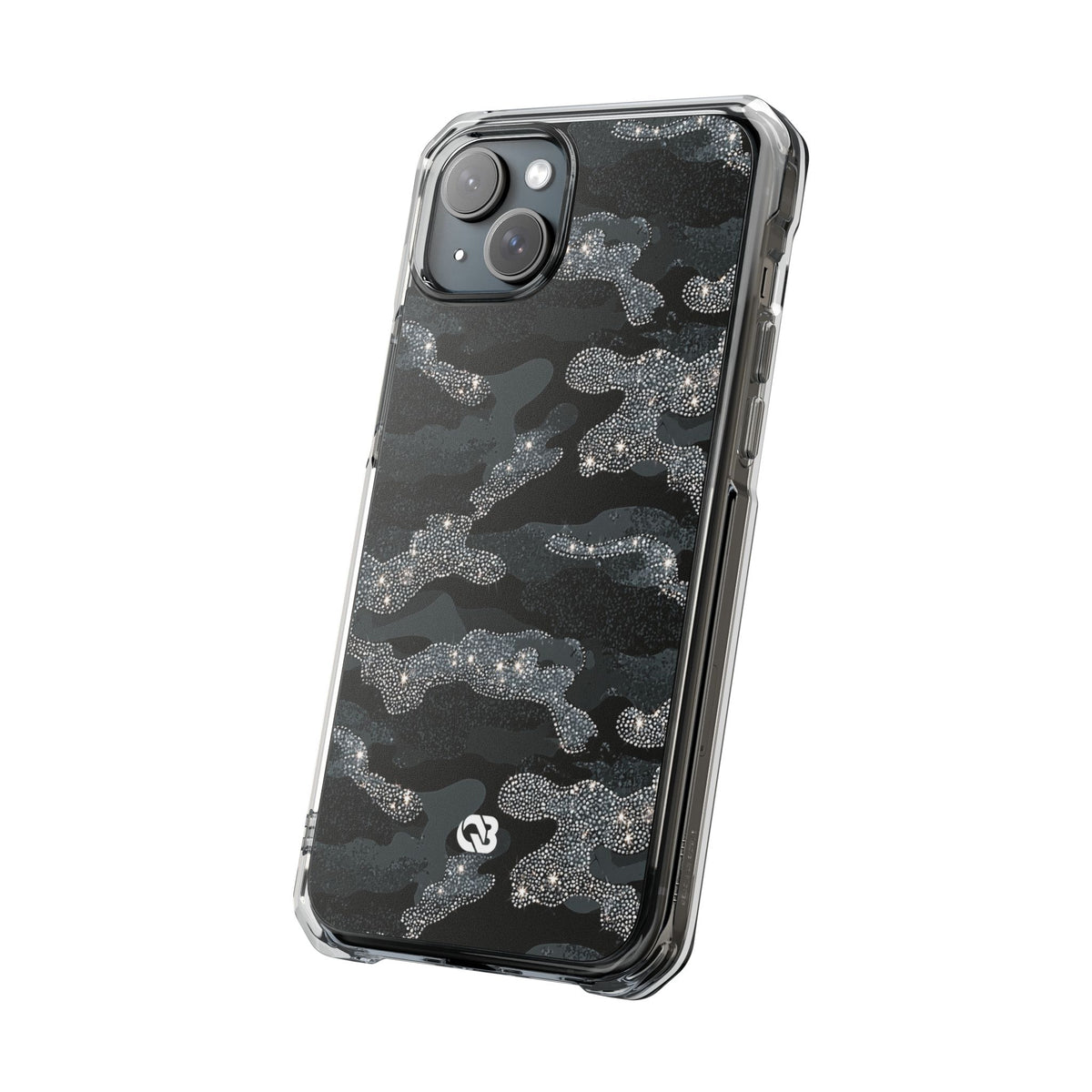 Glitter Shadow Camo · Clear Impact Magnetic Phone Case for iPhone · Black