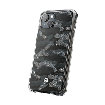 Glitter Shadow Camo · Clear Impact Magnetic Phone Case for iPhone · Black