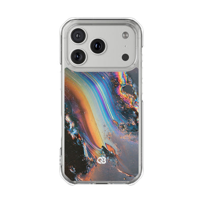 Prismatic Aura Flow · Clear Impact Magnetic Phone Case for iPhone · Blue