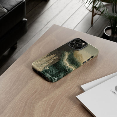 Beige Tough Phone Case for iPhone - Veridian Data Ridge