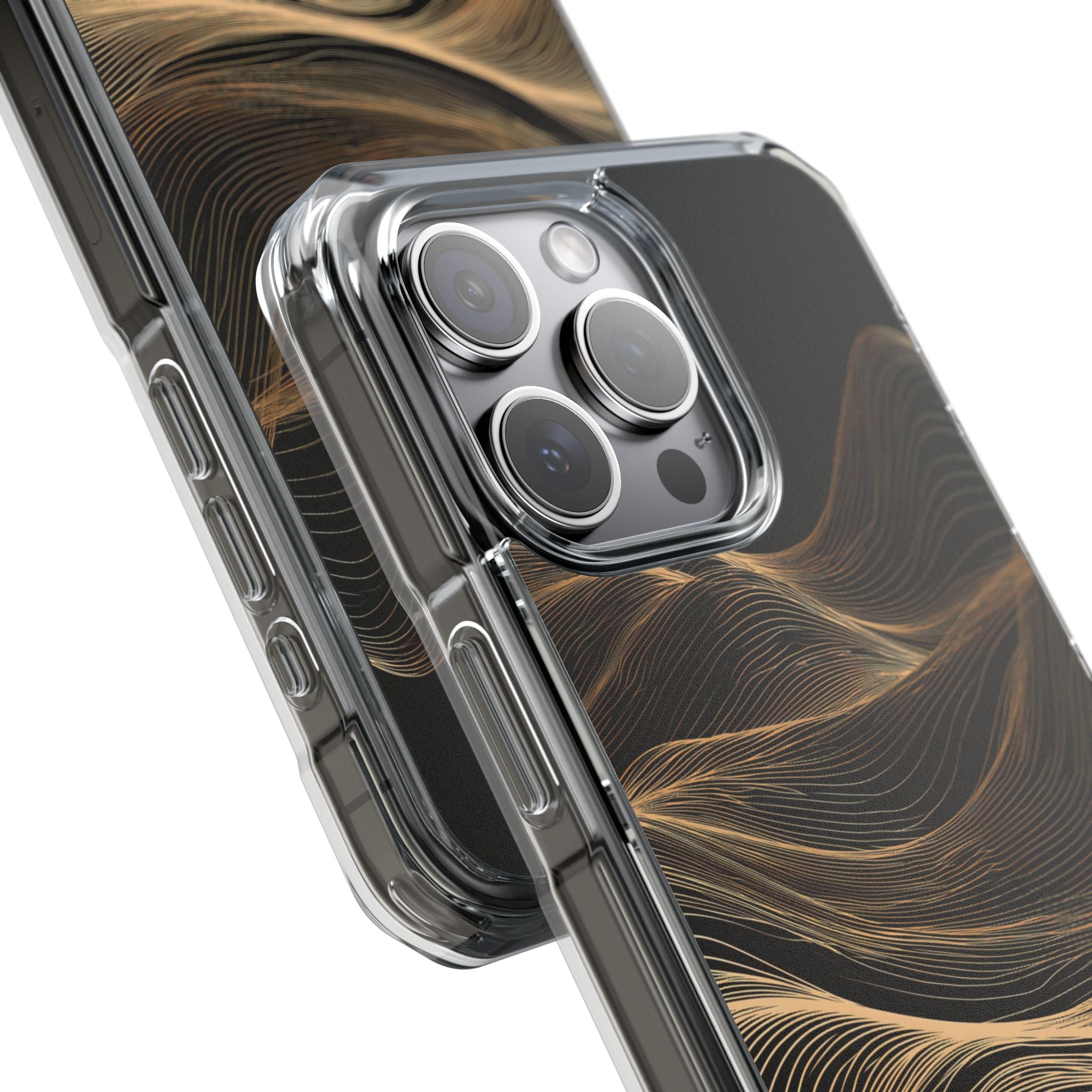 Black Impact MagSafe Phone Case for iPhone - Copper Topo Ridge