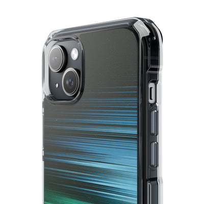 Digital Shoreline Drift · Clear Impact Magnetic Phone Case for iPhone ·  Teal