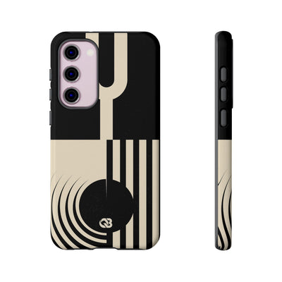 Black Tough Phone Case for Samsung - Ivory Signal Grid