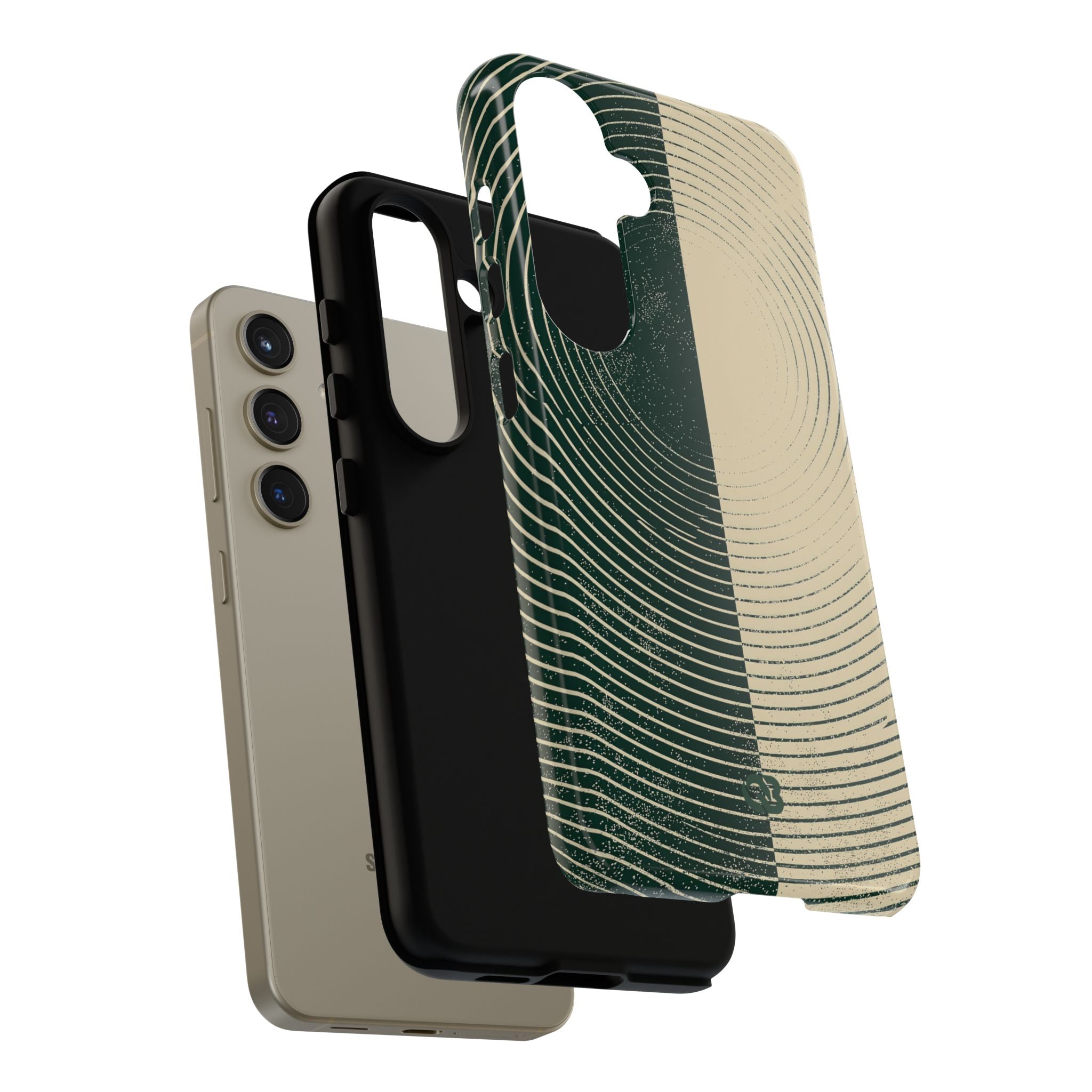 Green Tough Phone Case for Samsung - Evergreen Split Grain