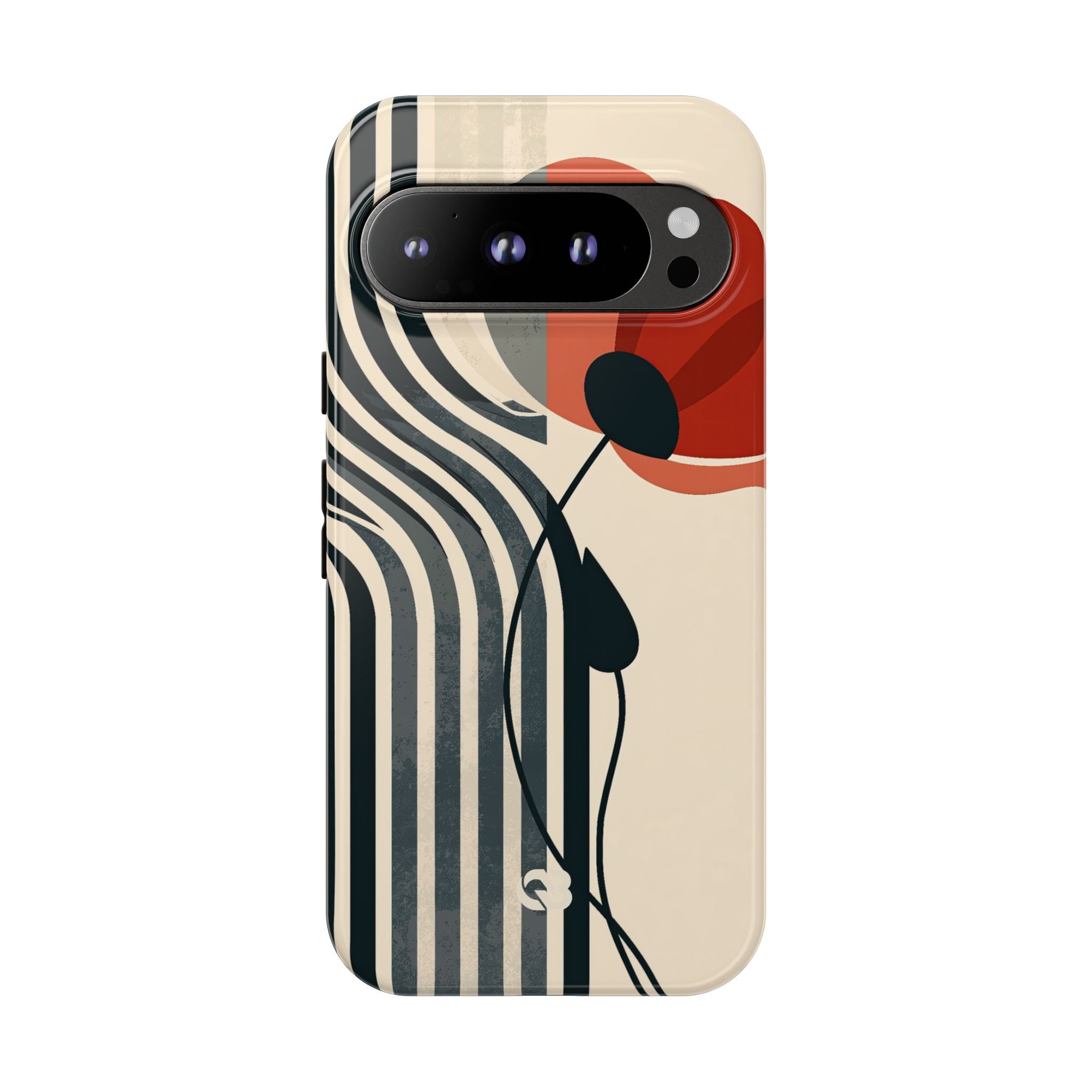 Beige Tough Phone Case for Google Pixel - Crimson Line Bloom
