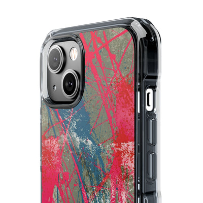 Neon Static Drip · Clear Impact Magnetic Phone Case for iPhone · Pink