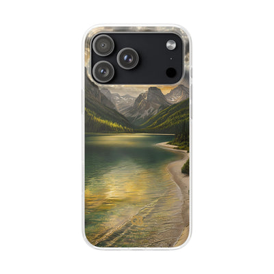 Gilded Mountain Lake · Soft Phone Case for iPhone