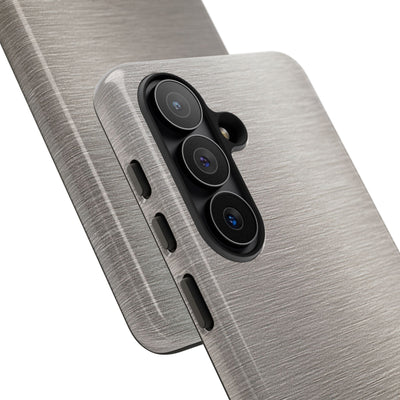 Grey Tough Phone Case for Samsung - Brushed Nickel Linen