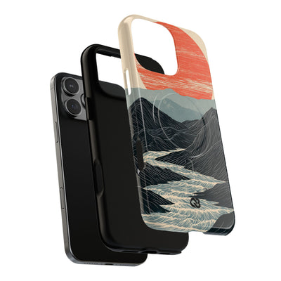 Beige Tough 2.0 Magsafe Phone Case for iPhone - Crimson Ridge Flow