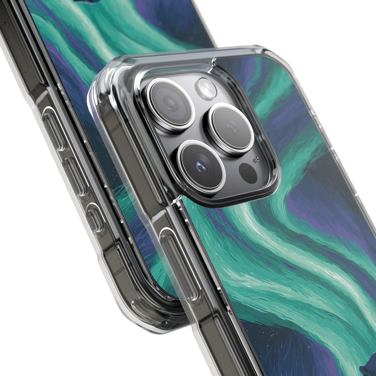 Arctic Aurora Bear · Clear Impact Magnetic Phone Case for iPhone · Teal