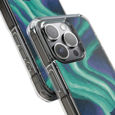 Arctic Aurora Bear · Clear Impact Magnetic Phone Case for iPhone · Teal