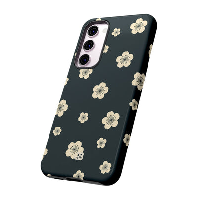 Teal Tough Phone Case for Samsung - Obsidian Cream Petals
