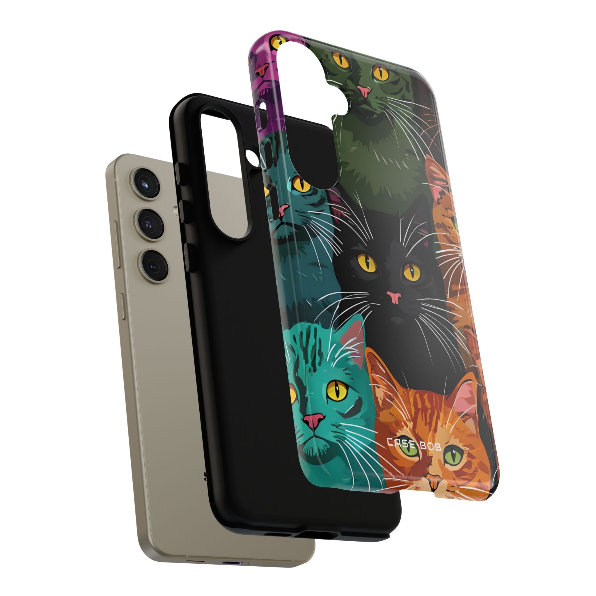 Teal Cat Grid Samsung S24 Plus Case - Tough