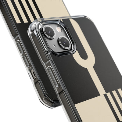Black Impact MagSafe Phone Case for iPhone - Ivory Signal Grid