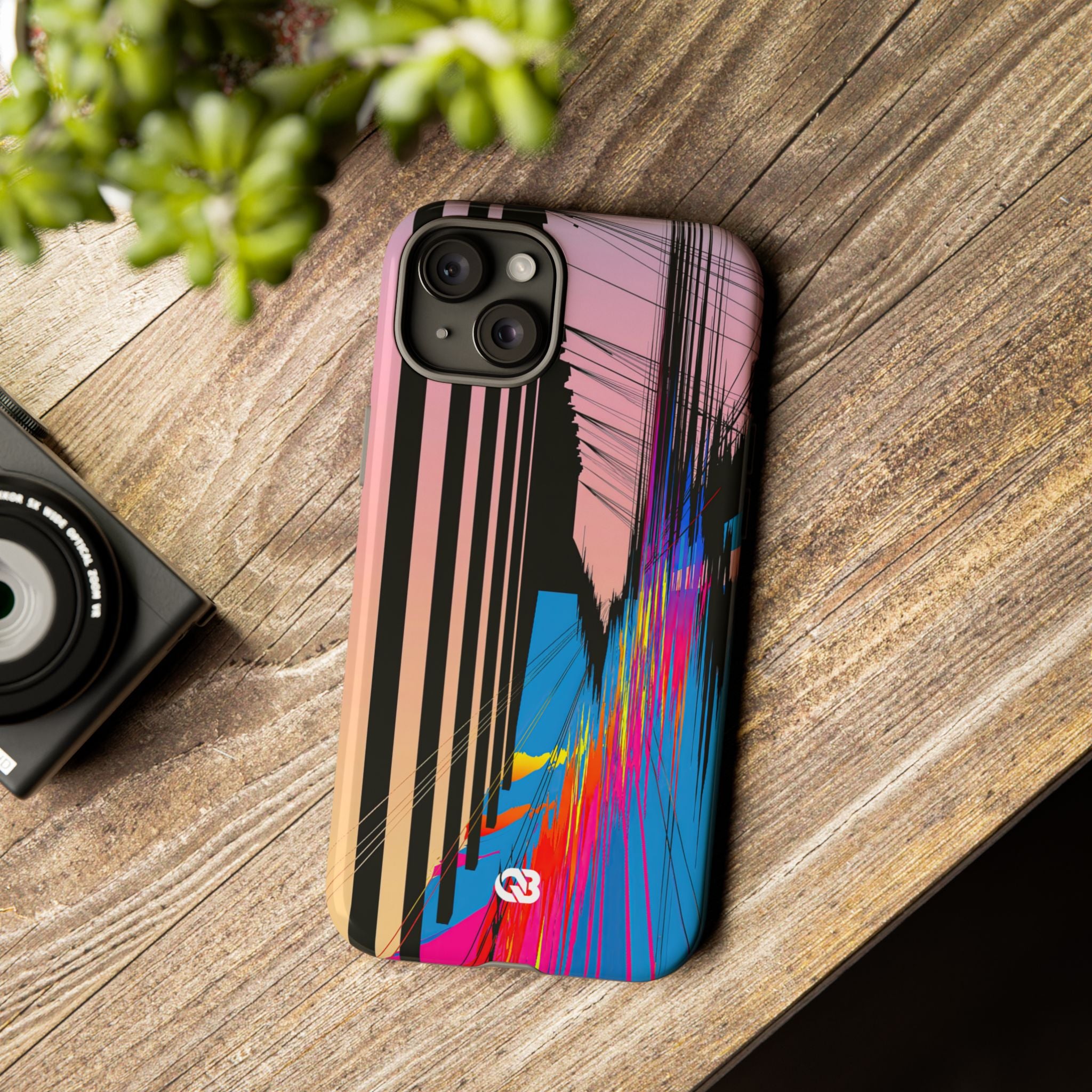 Blue Tough Phone Case for iPhone - Fractured Data Skyline