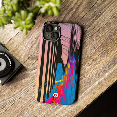 Blue Tough Phone Case for iPhone - Fractured Data Skyline