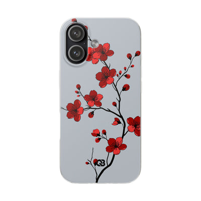 Grey Lite Phone Case for iPhone - Crimson Blossom Onyx